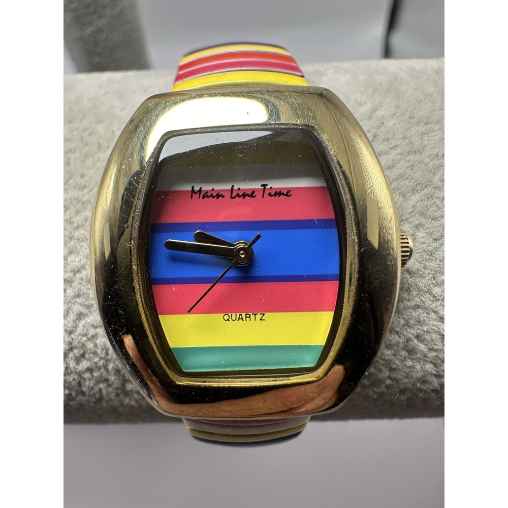 Main Line Time Colorful Ladies Watch 25MM 6" Stretch Band B2466/A New Battery Q